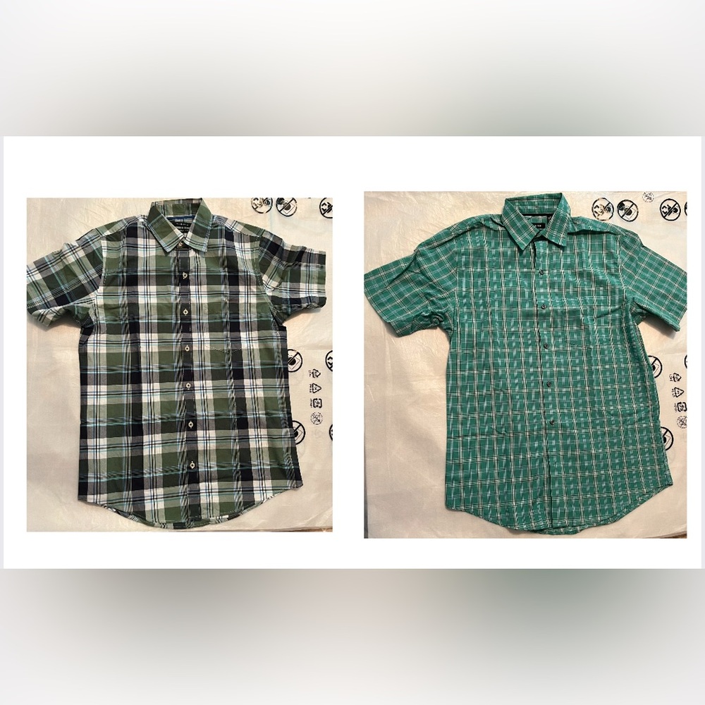 Men's Plaid and Checkered Short-Sleeve Shirts
 (S/P14-14.5)